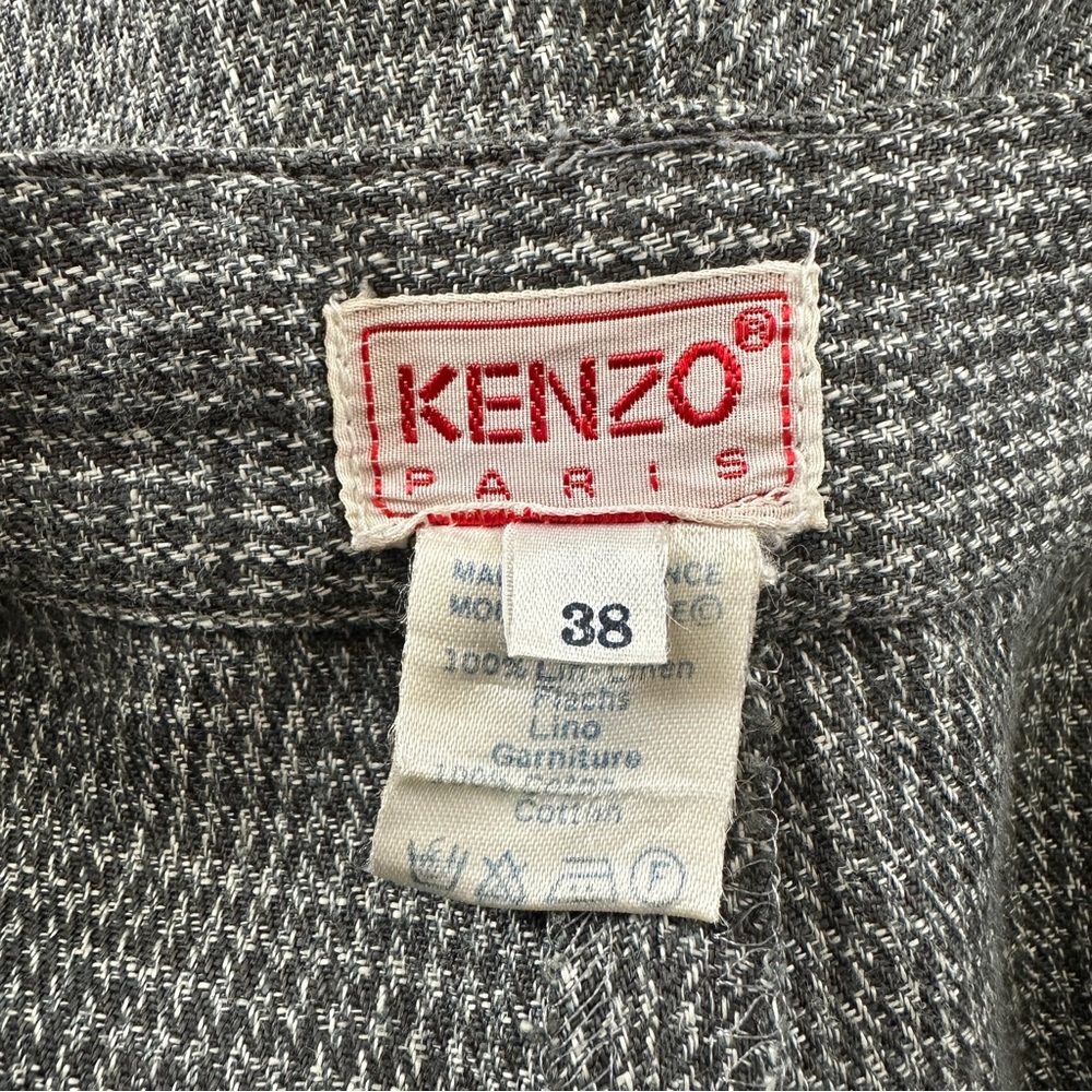Kenzo Paris Vintage High Waist Black 100% Linen Straight Leg Trousers 38 Rare - Picture 4 of 9